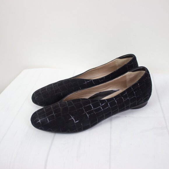 Beautifeel Jolie Black Crocco Print Suede flats - Picture 3 of 6